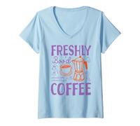 Donna Freshly Boo'd Coffee Halloween Ghost Pumpkin Spice Latte Maglietta con Collo a V