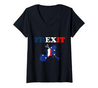 Donna FREXIT Europe Francia Separation Politica Voto Democrazia Maglietta con Collo a V