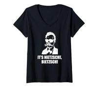 Donna Friedrich Nietzsche Filosofo Tedesco Maglietta con Collo a V