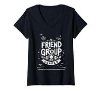 Donna Friend Group Leader Squad Extrovert Friendship |- Maglietta con Collo a V