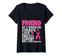 Donna Friend of a Warrior Breast Cancer Awareness Support Gifts Maglietta con Collo a V