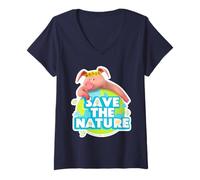 Donna Friends. Go Green #1 Maglietta con Collo a V