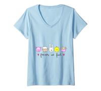 Donna FRIENDS NOT FOOD Animal Lovers Vegan Veggi T-Shirt Maglietta Maglietta con Collo a V