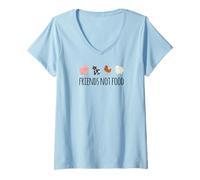Donna Friends Not Food! per Gli Amanti degli Animali Vegetariani Vegani Maglietta con Collo a V