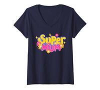 Donna Friends. Super Mum Maglietta con Collo a V