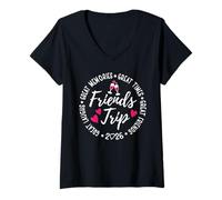 Donna Friends Trip 2026 Girls Trip Weekend Vacation Group Matching Maglietta con Collo a V
