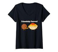 Donna Friendship Forever BestFriend Besties BFF Spaghetti Lover Maglietta con Collo a V