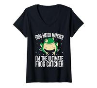 Donna Frog Catcher Frog-Match Matcher Frog Maglietta con Collo a V