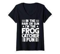 Donna Frog Catcher Rain Or Sun Frog Maglietta con Collo a V