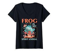 Donna Frog Is My Spirit Animal Whisperer Froggy Toad Girino Maglietta con Collo a V