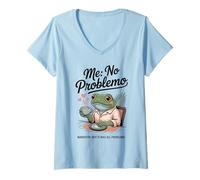 Donna Frog Me No Problemo Narratore Ma Era Tutto Problemo caffè Maglietta con Collo a V