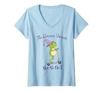 Donna Frog The Horrors Persist But So Do Frog Funny Men Women Maglietta con Collo a V