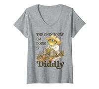 Donna Frog Toad Cowboy Western Solo Squat che sto facendo è Diddly Maglietta con Collo a V