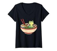 Donna Frog Whisperer Ramen Eater Froggy Rospo Girino Anfibio Maglietta con Collo a V