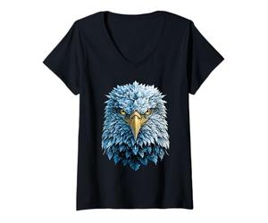 Donna Frost Bald Eagle con Ice Fantasy Animal Snow Cold Winter Maglietta con Collo a V
