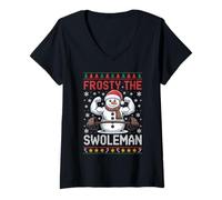 Donna Frosty The Swoleman - Maglione Natalizio Divertente Maglietta con Collo a V