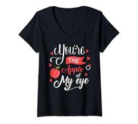 Donna Fruit Apple Eye Love Romantic Lovely Gift Idea Apple of Eye Maglietta con Collo a V