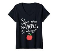 Donna Fruit Apple Eye Love Romantic Lovely Gift Idea Apple of Eye Maglietta con Collo a V