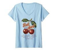 Donna Fruit Of The Spirit Chrisitan Vintage Bibbia Verse Cherries Maglietta con Collo a V