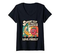 Donna Fruity Ally LGBTQ Pride Month Sostieni i tuoi amici fruttati Maglietta con Collo a V