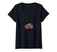 Donna Frutta vegana Sana delle Bacche di Aronia Maglietta con Collo a V