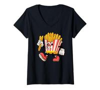 Donna Fryday Everyday Retro Foodie, Funny French Fries Maglietta con Collo a V
