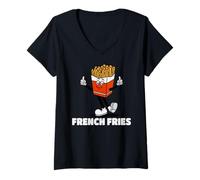 Donna Fryday Everyday Retro Foodie, Funny French Fries Maglietta con Collo a V