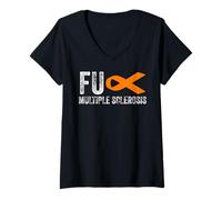 Donna Fu Camicia Sclerosi Multipla - Consapevolezza Sclerosi Multipla Maglietta con Collo a V