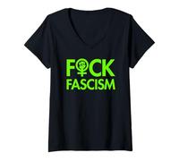 Donna Fuck Fascism - Censurato con il potere delle donne - verde moccioso Maglietta con Collo a V
