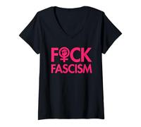Donna Fuck Fascism - Censurato con il simbolo del potere delle donne Maglietta con Collo a V