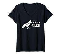 Donna Fuck Fascism Sign Resist Fight Oligarchy No Kings Democracy Maglietta con Collo a V