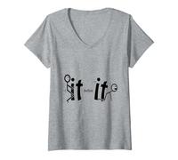 Donna Fuck It Before It Fucks You Maglietta Divertente «F it» Maglietta con Collo a V