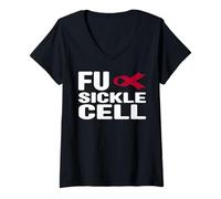 Donna Fuck Sickle Cell Shirt - SCD Anemia falciforme consapevolezza Maglietta con Collo a V