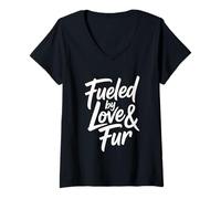 Donna Fueled By Love And Fur Maglietta con Collo a V