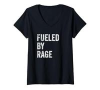 Donna Fueled By Rage & Coffee Rage Consumes Me Full of Rage Whimsy Maglietta con Collo a V
