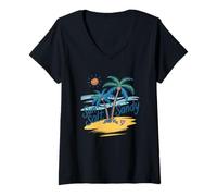 Donna Fuga tropicale sabbiosa a Sun Salt Maglietta con Collo a V