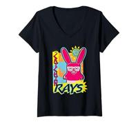 Donna Fuggler Rabid Rabbit Vacay Vibes Retro Anni '90 Maglietta con Collo a V