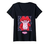 Donna Fuggler Sketchy Squirrel Red Snuggler Maglietta con Collo a V