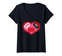 Donna Fuggler Trio Love Heart San Valentino Maglietta con Collo a V