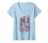 Donna Full Marathon Runner 26.2 Stride Conquer Corsa Maglietta con Collo a V