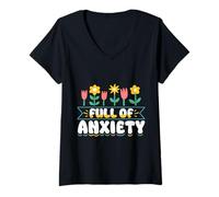 Donna Full of Anxiety Anxiety Mental Health Design Maglietta con Collo a V