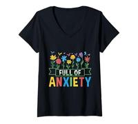 Donna Full of Anxiety Anxiety Mental Health Design Maglietta con Collo a V