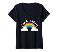 Donna Full of Anxiety Anxiety Mental Health Design Maglietta con Collo a V