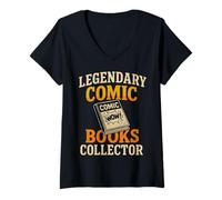 Donna Fumetti Collezionista Leggendario Supereroe Vintage Nerd Maglietta con Collo a V