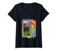 Donna Fun at the Farm Sarcastic Retro Vintage Funny Adult Humor Maglietta con Collo a V