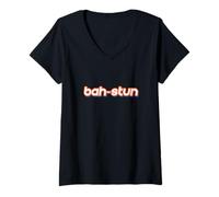 Donna Fun Boston Massachusetts Bah-stun Design Maglietta con Collo a V