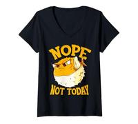 Donna Fun Design for Buffer Fish Nope, Not Today Maglietta con Collo a V