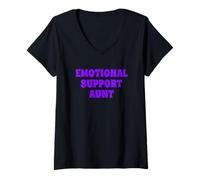 Donna Fun Emotional Support Aunt Therapy Joke Maglietta con Collo a V