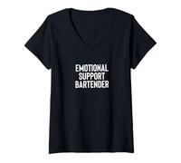 Donna Fun Emotional Support Bartender Therapy Joke Maglietta con Collo a V