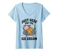 Donna Fun Ice Cream Lover - Just Here for The Ice Cream Maglietta con Collo a V